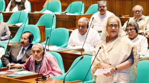 জাতীয় সংসদে প্রধানমন্ত্রী শেখ হাসিনা (ছবি: ফোকাস বাংলা)